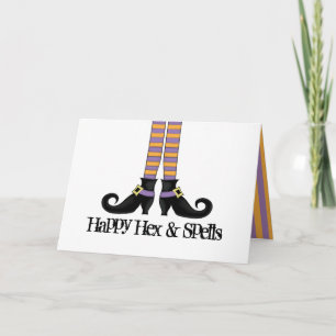 Whimsy Witch Shoes with Purple & Orange Stripes Card