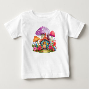 Whimsy Wonderland Mushroom House Baby Bodysuit