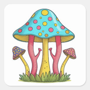 Whimsydale Mushrooms Square Sticker