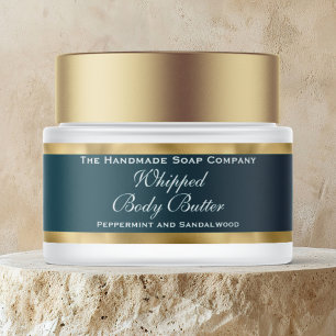 Whipped Body Butter Gold Foil & Teal Jar Label