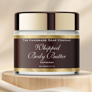 Whipped Body Butter Jar Label Brown & Gold Foil