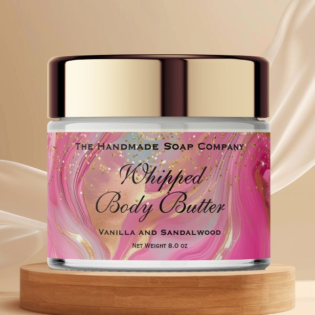 Whipped Body Butter Jar Label Pink Gold Glitter (Creator Uploaded)