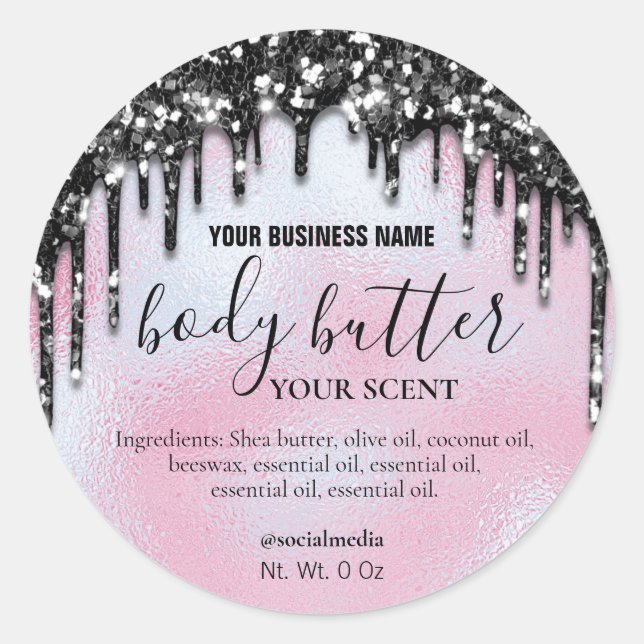Whipped Body Butter Labels With Glitter Drips (Front)