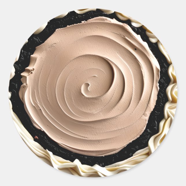 Whipped Cream Chocolate Pudding Pie Food Classic Round Sticker (Front)