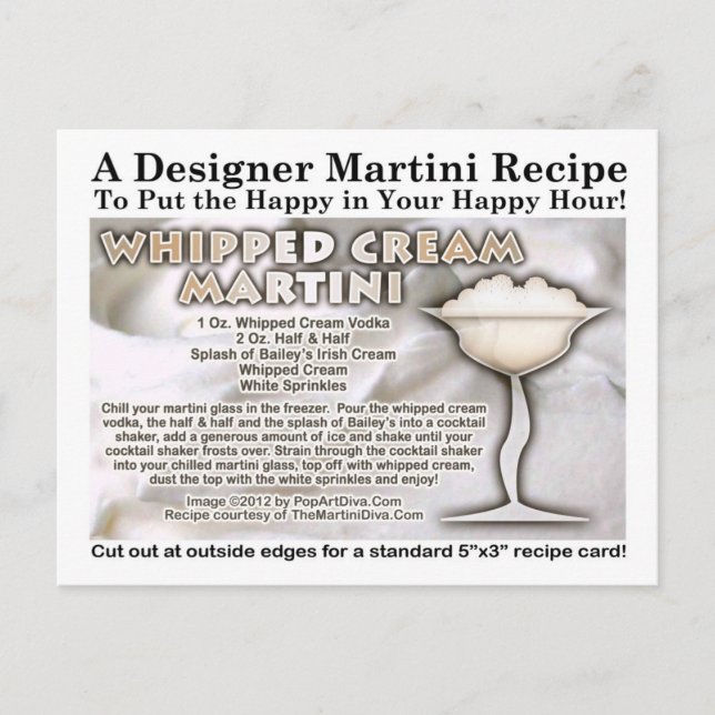 Whipped Cream Martini Recipe Postcard (Front)