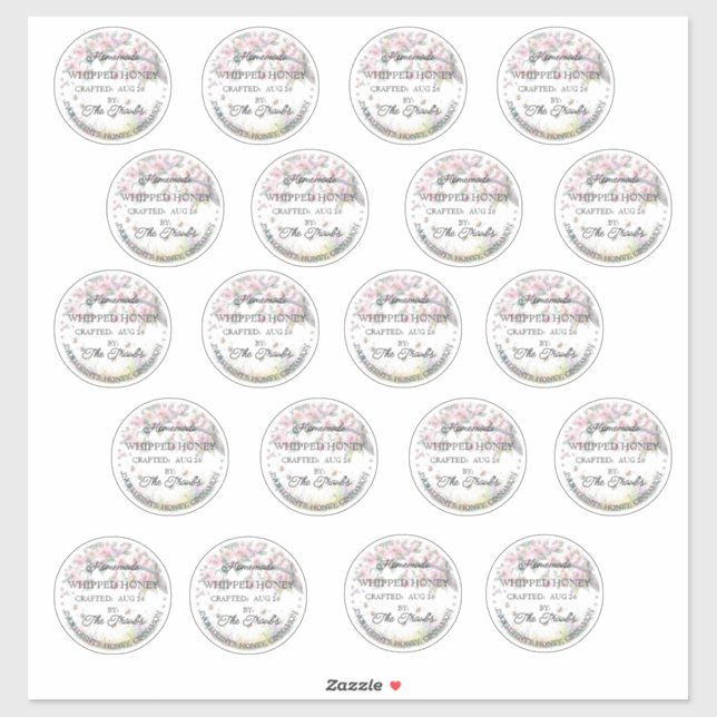 Whipped Honey Homemade Round Labels Vinyl Sticker (Sheet)