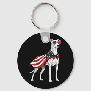 Whippet 4th Of July Aamerican Flag Dog Patriotic Key Ring