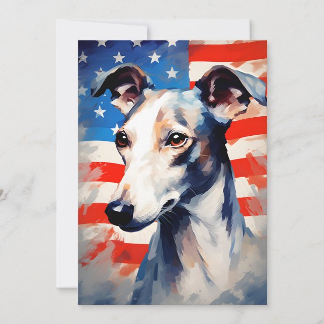 Whippet 4th of July Independence day Holiday Card (Front)