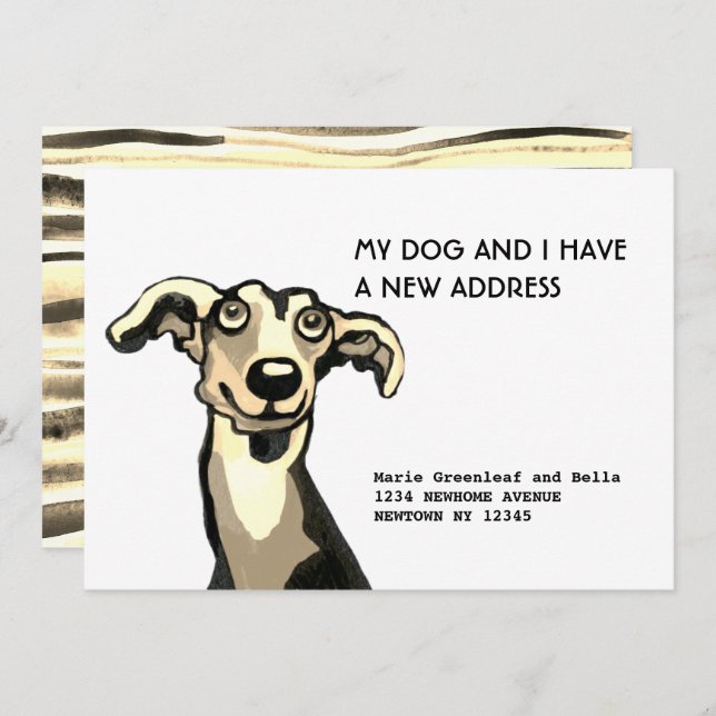 Whippet and I have moved, Flat Announcement Card (Front/Back)
