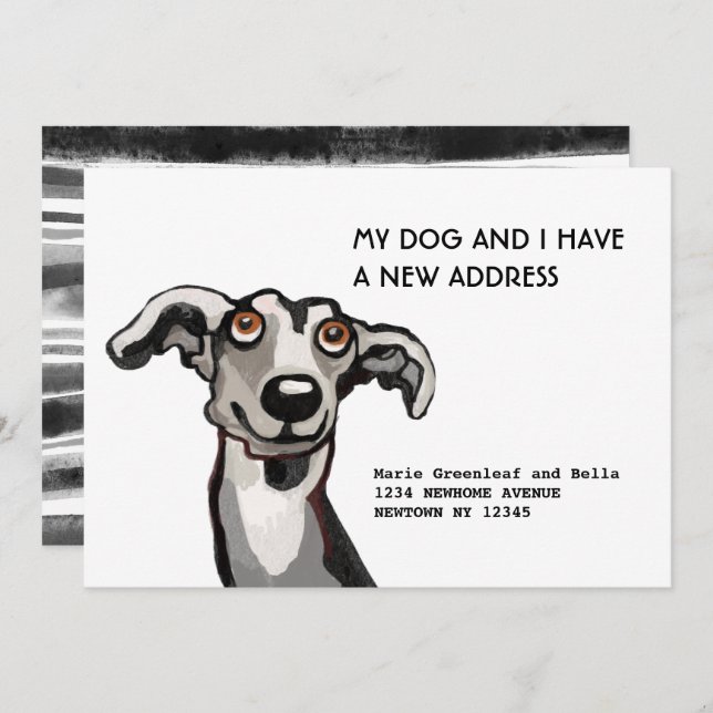 Whippet and I have moved, Flat Announcement Card (Front/Back)