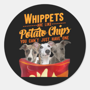 Whippet And Potatoes Chips Funny Dog Mama Papa Classic Round Sticker