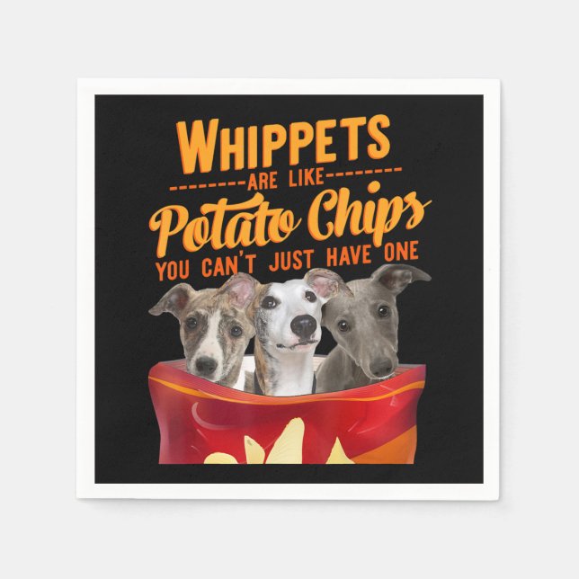 Whippet And Potatoes Chips Funny Dog Mama Papa Napkin (Front)
