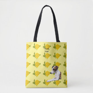 Whippet and Yellow Roses [Med] Tote Bag