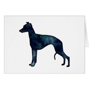 Whippet Breed Black Watercolor Silhouette Card