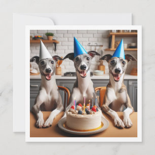 Whippet card, Whippet birthday, Whippet Invitation