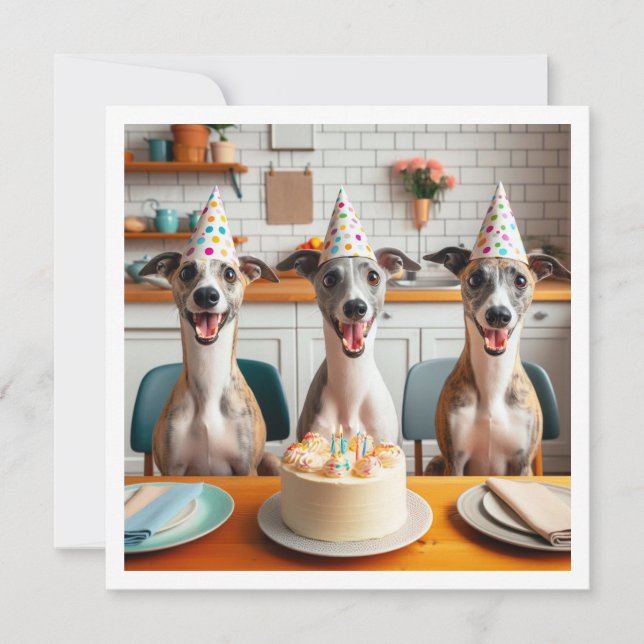 Whippet card, Whippet birthday, Whippet Invitation (Front)