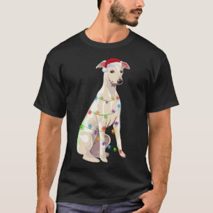 Whippet Christmas Lights Xmas Dog Lover Santa Hat T-Shirt