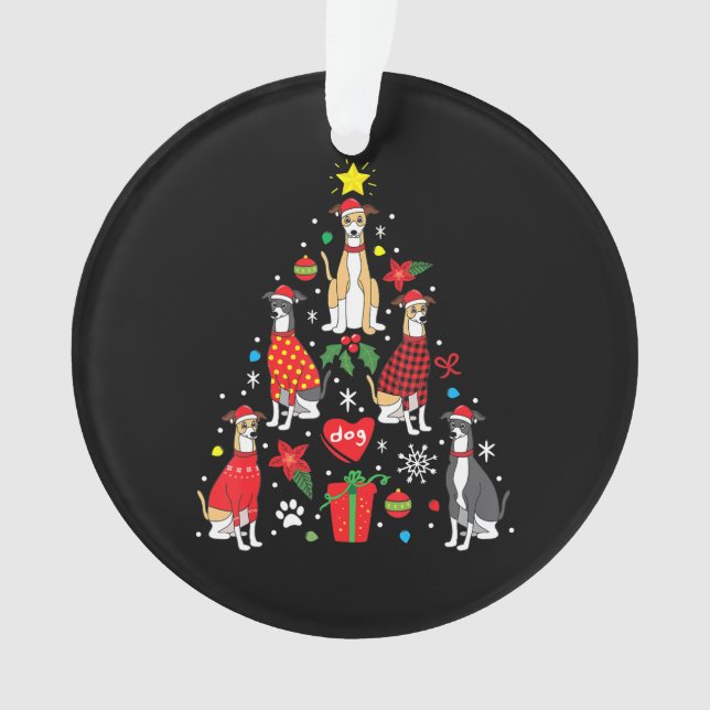 Whippet Christmas Ornament Tree Funny Dog Mum Dad (Front)