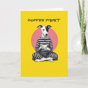 Whippet Coffee Time – Quirky Vintage Dog Card