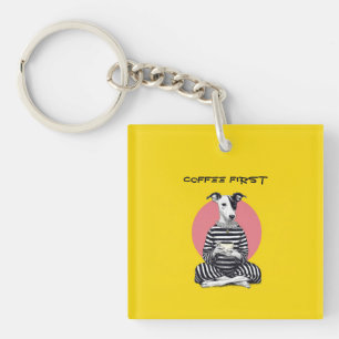 Whippet Coffee Time – Quirky Vintage Dog Key Ring