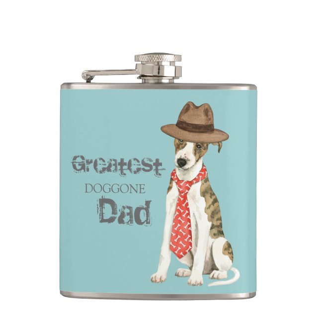 Whippet Dad Hip Flask (Front)