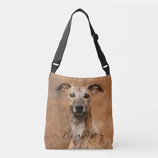 Whippet Dog Add Name Crossbody Bag (Front)