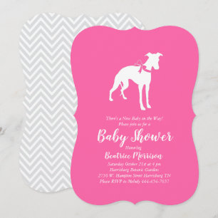 Whippet Dog Baby Shower Girl Pink Invitation