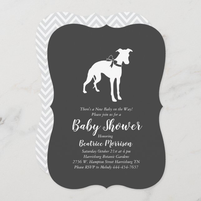 Whippet Dog Baby Shower Neutral Invitation (Front/Back)