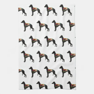 Whippet Dog Breed Bohemian Floral Saddle Tea Towel
