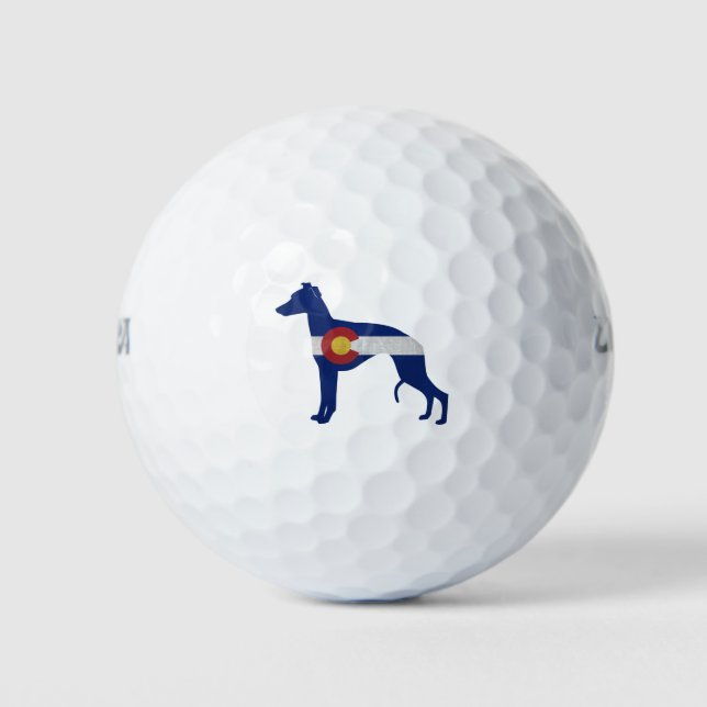 Whippet Dog Breed Colorado Flag Silhouette Golf Balls (Front)