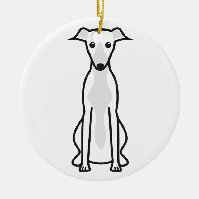 Whippet Dog Cartoon Ceramic Ornament (Front)