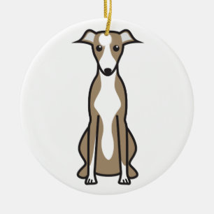 Whippet Dog Cartoon Ceramic Tree Decoration