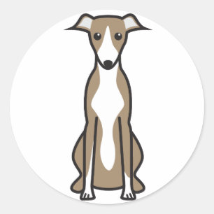 Whippet Dog Cartoon Classic Round Sticker