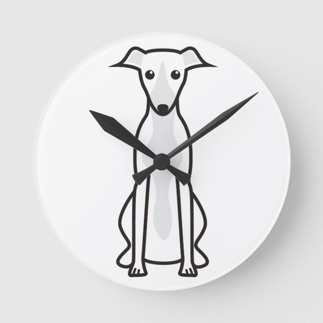 Whippet Dog Cartoon Round Clock (Front)