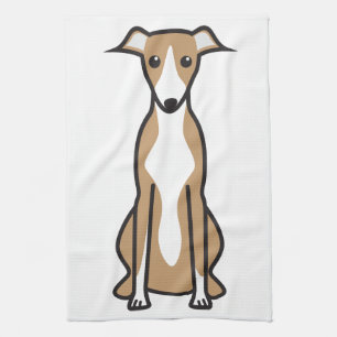 Whippet Dog Cartoon Tea Towel