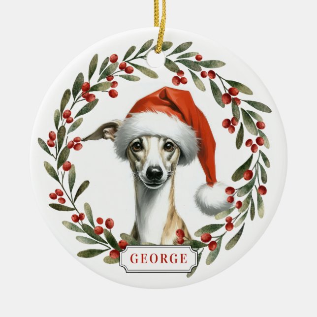 Whippet Dog Ceramic Circle Ornament (Front)