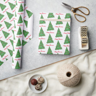 Whippet Dog Christmas Tree Holiday White Wrapping Paper