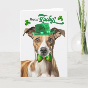 Whippet Dog Feelin' Lucky St Patrick's Day Holiday Card