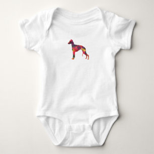 Whippet Dog Geometric Pattern Silhouette Multi Baby Bodysuit