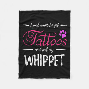 Whippet Dog Lover Tattoo Funny Dog Mum Gift Idea Fleece Blanket
