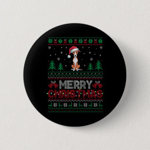 Whippet Dog Lovers Santa Hat Christmas Tree Lights 6 Cm Round Badge