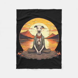Whippet Dog Meditation Yoga Men Women Kids Fleece Blanket