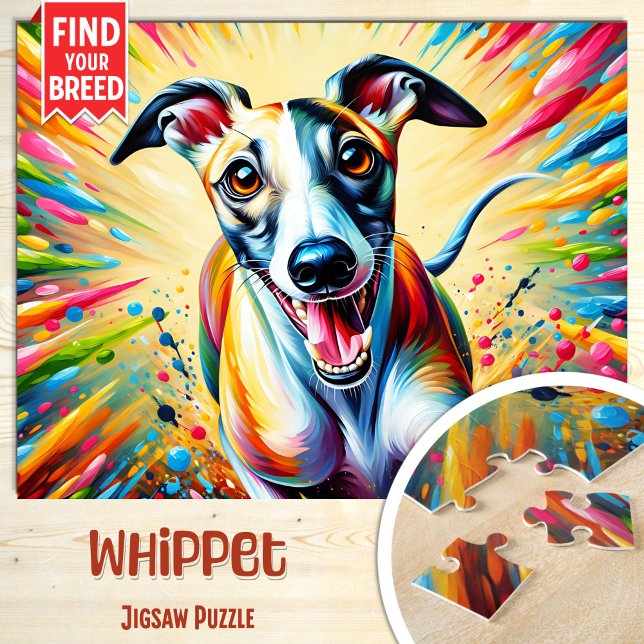 Whippet Dog Portrait Acrylic Art Print Dog Lover Jigsaw Puzzle (Creator Uploaded)