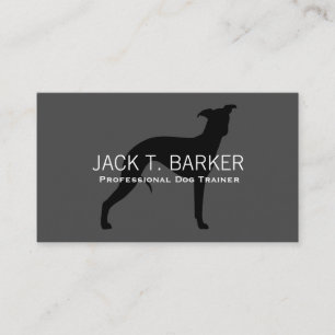 Whippet Dog Silhouette Black on Grey Business Card
