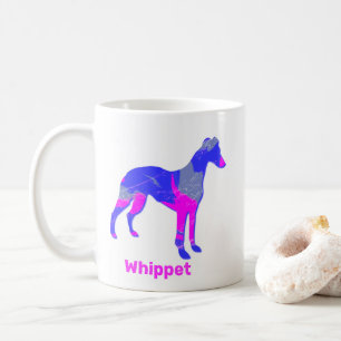 Whippet Dog Silhouette Crazy Hot Pink Coffee Mug