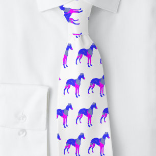 Whippet Dog Silhouette Crazy Hot Pink Tie