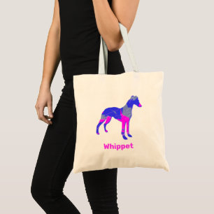 Whippet Dog Silhouette Crazy Hot Pink Tote Bag