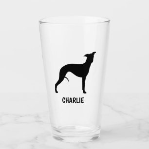 Whippet Dog Silhouette Personalised Drinking Glass