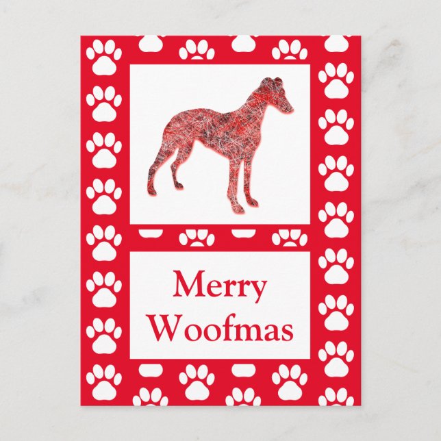 Whippet Dog Silhouette Red Merry Christmas Postcard (Front)