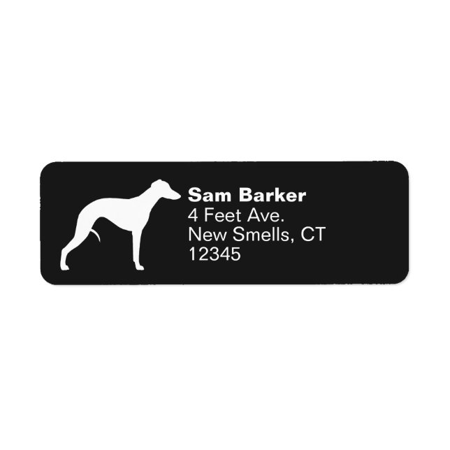 Whippet Dog Silhouette Return Address Label (Front)
